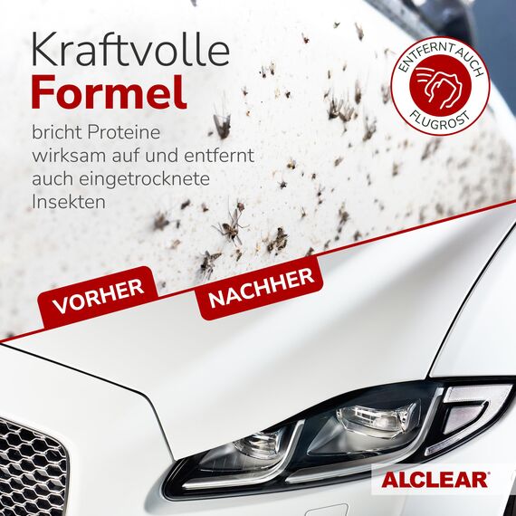ALCLEAR 721IE Insektenentferner – 1000 ml Spray für Auto & Motorrad – entfernt Insektenreste & Flugrost – für Lack, Glas, Kunststoff, Chrom, Gummi – Vorreiniger zur Karosseriepflege vor der Autowäsche
