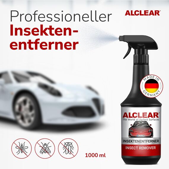 ALCLEAR 721IE Insektenentferner – 1000 ml Spray für Auto & Motorrad – entfernt Insektenreste & Flugrost – für Lack, Glas, Kunststoff, Chrom, Gummi – Vorreiniger zur Karosseriepflege vor der Autowäsche