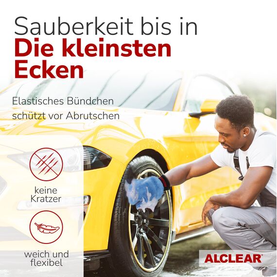 ALCLEAR 8201050 Autopflegeset für Tiefenglanz, mit Lack & Scheiben Trockentuch, Auto Poliertuch, Lackversiegelung, Felgenhandschuh, Cockpittuch