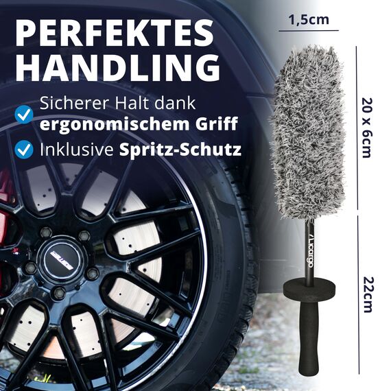 LICARGO Biegbare Mikrofaser Felgenbürste - Flexibler Bürstenkopf für schwer erreichbare Stellen - Microfaser Felgenbürste Alufelgen biegbar - Auto Felgenbürste - Flexible Felgenreiniger Bürste