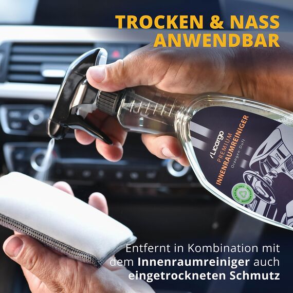 LICARGO® Innenraumreiniger (500ml) & 3X Innenraum Pads - Cockpit Reiniger pH neutral - porentiefe Reinheit für Kunststoff, Polster, Leder