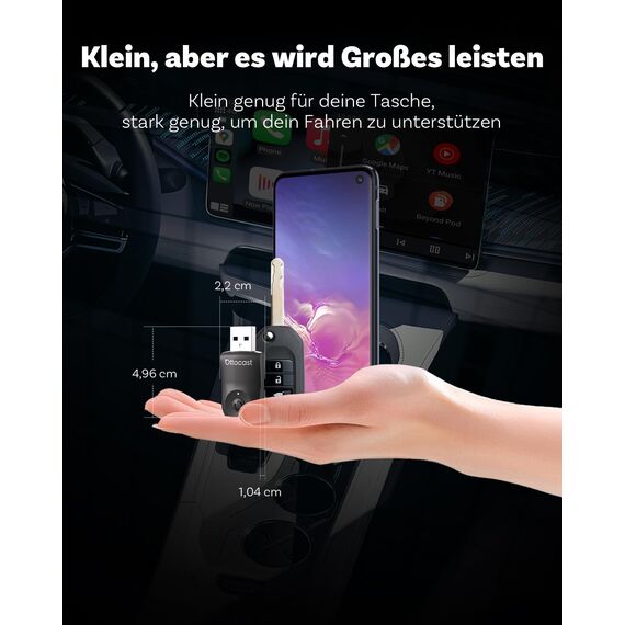 2025 Verbesserter 2-in-1 Wireless CarPlay & Android Auto Adapter, OTTOCAST MINI Kabelloser CarPlay Adapter für iOS 10+ & Android 11+, Wandelt kabelgebundenes CarPlay in Wireless um (Schwarz)