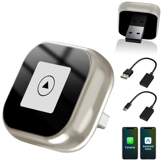 Wireless & Android Auto Adapter, 2-in-1 Superschnelle Konvertierung von Wired CarPlay zu Auto-Verbindung, Plug and Play, Mini & Stabil CarPlay Adapter für iPhone und Android