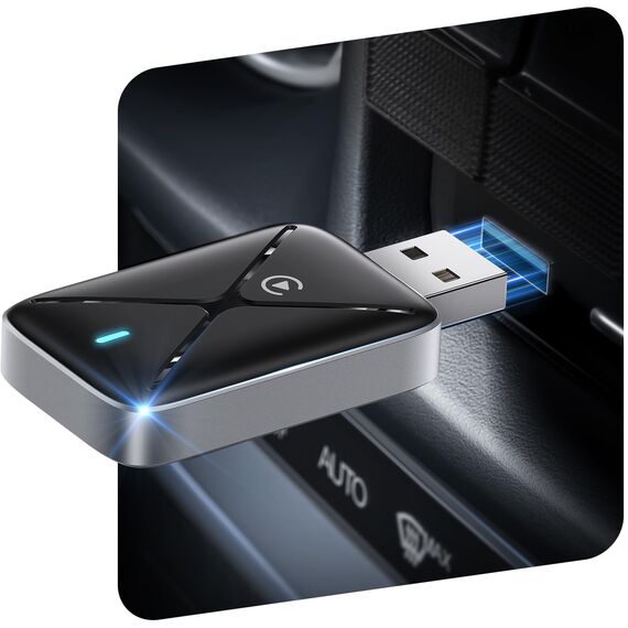 CarPlay Wireless Adapter, Mini Wireless CarPlay Adapter Konvertieren Sie Wired Carplay in Wireless, Schnelle Verbindung & Keine Verzögerung, mit USB & Type-C, Kompatibel mit Apple iPhone iOS 10+