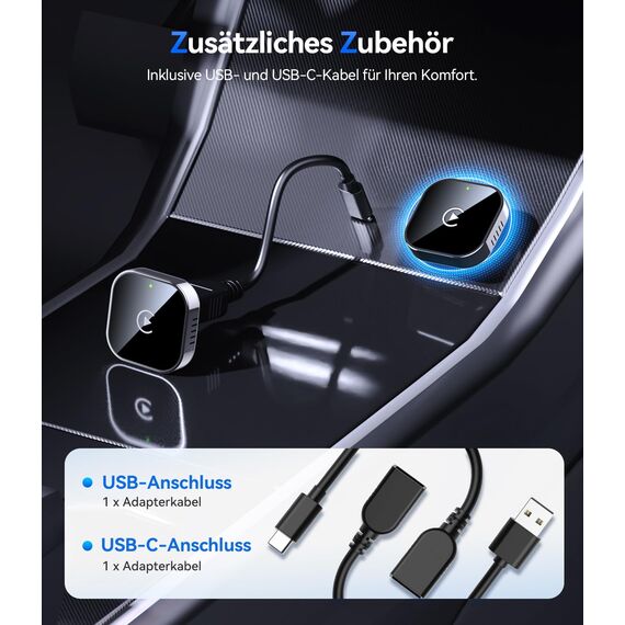 Jumpeak CarPlay Wireless Adapter Upgrade von Wired CarPlay auf Wireless, Mini-USB-Design für Autos mit Wired Car Play, Plug und Play, Schnelle und Stabile Verbindung für Car Play mit iPhone