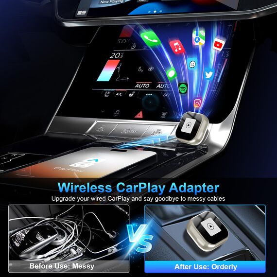 Wireless & Android Auto Adapter, 2-in-1 Superschnelle Konvertierung von Wired CarPlay zu Auto-Verbindung, Plug and Play, Mini & Stabil CarPlay Adapter für iPhone und Android
