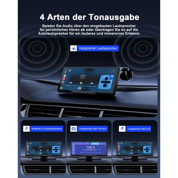 Avylet 8,1 Zoll Wireless Carplay Display für Android Auto&Apple Carplay, Tragbares IPS Touch Bildschirm mit IP67 Rückfahrkamera, OTA-Updates, GPS Navigation, Bluetooth 5.0, Mirror Link, FM/AUX