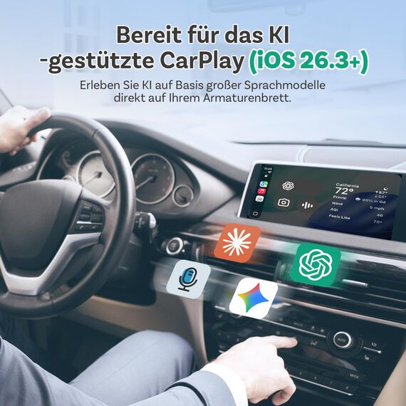 2025 Neueste OTTOCAST Mini, Wireless Carplay Adapter für iPhone, Android Auto Adapter Konvertieren Sie Kabelgebundenen zu Kabellosen Carplay, Kompatibel mit Autos nach 2016 mit Wired CarPlay und AA