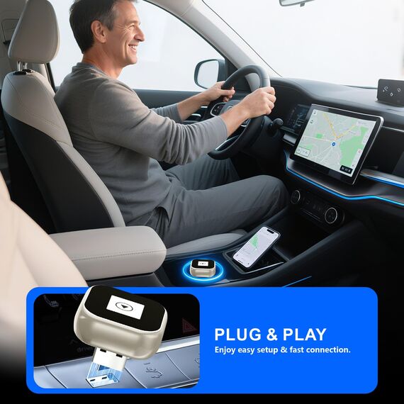 Wireless & Android Auto Adapter, 2-in-1 Superschnelle Konvertierung von Wired CarPlay zu Auto-Verbindung, Plug and Play, Mini & Stabil CarPlay Adapter für iPhone und Android