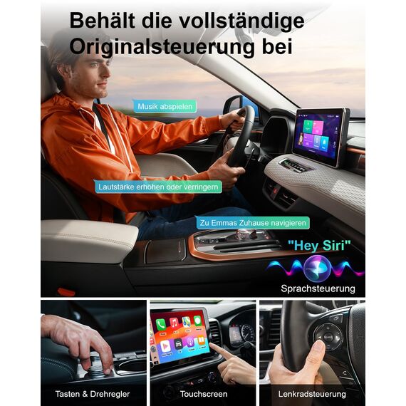 Nano Wireless CarPlay Adapter für iPhone, Wandelt kabelgebundenes CarPlay in kabelloses um, Stabile Steuerung & Keine Verzögerung, Mit USB-A auf USB-C Adapter