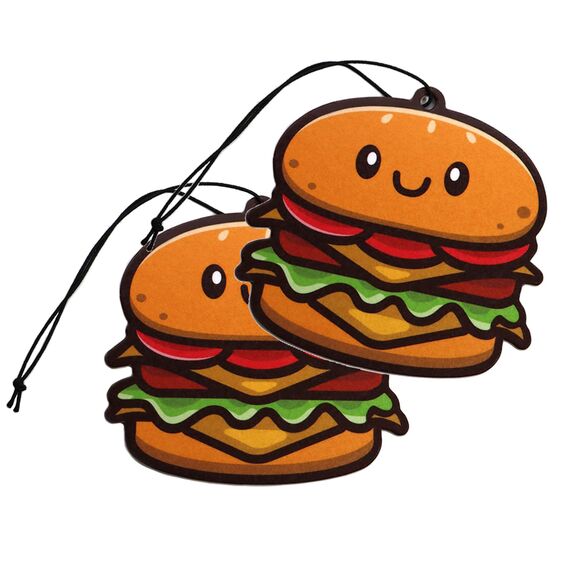 2er Set Tuning Lufterfrischer Duftbaum fürs Auto Air Freshener Design Duft Anhänger (2x Hamburger)