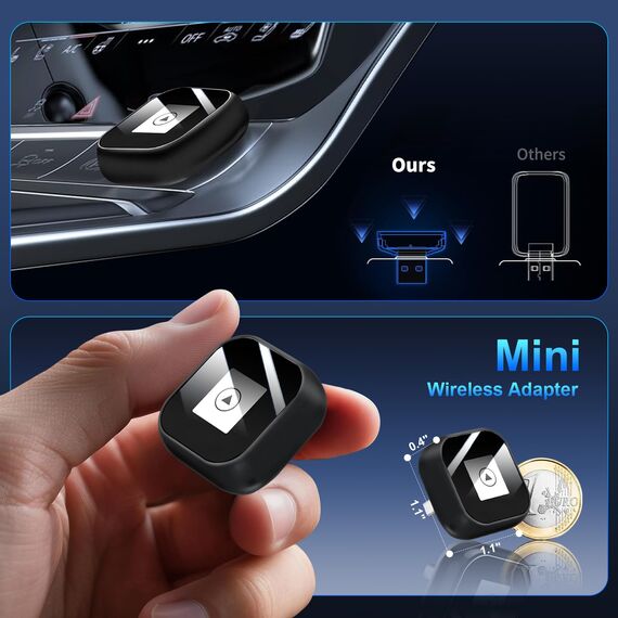 2 in 1 Wireless CarPlay & Android Auto Adapter, 2025 Upgraded Mini CarPlay Dongle Converts Wired to Wireless, Plug & Play, Auto Connect, Kompaktes Design für iPhone & Android mit USB/USB-C Port