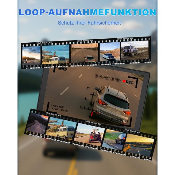 Carplay Display, 9" Apple Carplay, Android Auto Display mit 1080P HD Rückfahrkamera & Frontkamera, GPS-Navigation, Premium-Sound, Sprachsteuerung, Mirror Link, FM, AUX, Einfacher Einbau