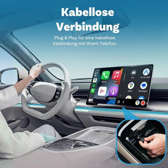 2025 Neueste OTTOCAST Mini, Wireless Carplay Adapter für iPhone, Android Auto Adapter Konvertieren Sie Kabelgebundenen zu Kabellosen Carplay, Kompatibel mit Autos nach 2016 mit Wired CarPlay und AA