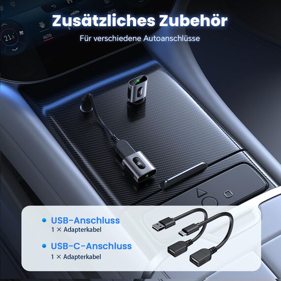 Jumpeak 2-in-1 CarPlay & Android Auto Wireless Adapter-Upgrade von Wired auf Wireless, Plug und Play, Mini & Stabil, kompatibel mit Autos mit Wired CarPlay/Android Auto & iPhone iOS 10+ / Android 11+