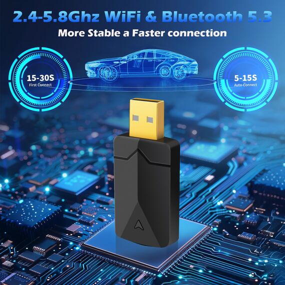 2 IN 1 Wireless Android Auto & Carplay Wireless Adapter, Convert Wired to Wireless Carplay Dongle, mit Type-C Adapter, Easy Plug & Play, Mini & Stabil, WiFi 5.8GHz, Unterstützt iOS 10+ und Android 11+