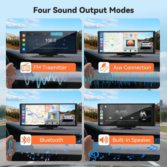 2026 Neuestes 10,26 Zoll Android Auto Display & Carplay Display: Car Play Buddy Display mit 4K Dashcam Rückfahrkamera Navigation Bluetooth 5.2 Touchscreen Sprachsteuerung Mirror Link AUX FM 64G TF