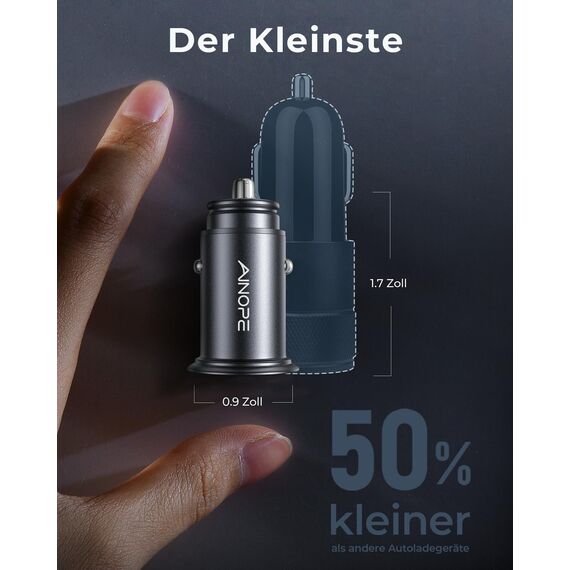 AINOPE 24W Zigarettenanzünder USB, [Mini Metall] 12V USB Adapter Auto Ladegerät, 4.8A Car Charger Steckdose Auto Handy Ladegerät für iPhone 17 Air, Galaxy S25, iPad Pro, Huawei, Xiaomi und mehr