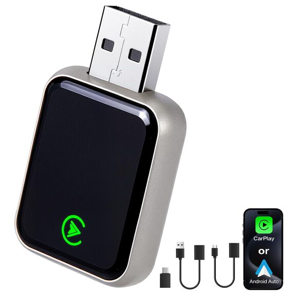 CarPlay Wireless 2 in 1 SOARFLY Adapter - Android Auto, Konvertiert Kabel in Kabellos Plug Play USB C/A, 5,8 GHz WiFi Bluetooth 5.3, kompatibel iOS 10+ Android 11+ (2025) (K7)