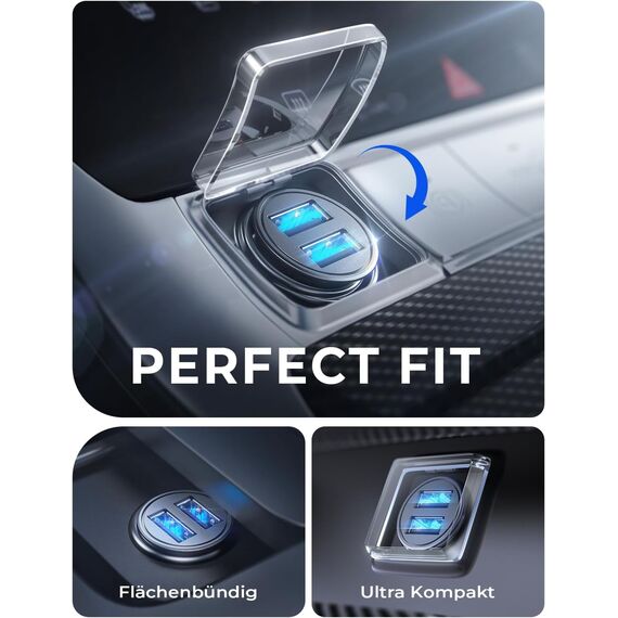 AINOPE 24W Zigarettenanzünder USB, [Mini Metall] 12V USB Adapter Auto Ladegerät, 4.8A Car Charger Steckdose Auto Handy Ladegerät für iPhone 17 Air, Galaxy S25, iPad Pro, Huawei, Xiaomi und mehr