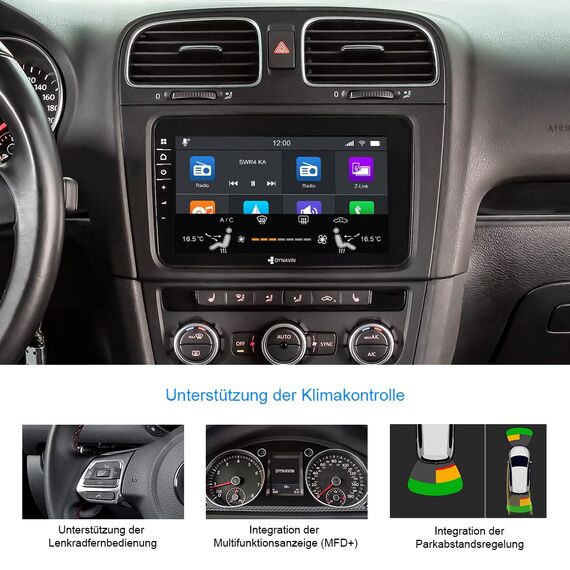 DYNAVIN Android Autoradio Navi Ersatz für VW Passat Golf Polo Tiguan, 8 Zoll Radio mit DAB+; Kompatibel mit Wireless Carplay und Android Auto: D8-V8 Flex