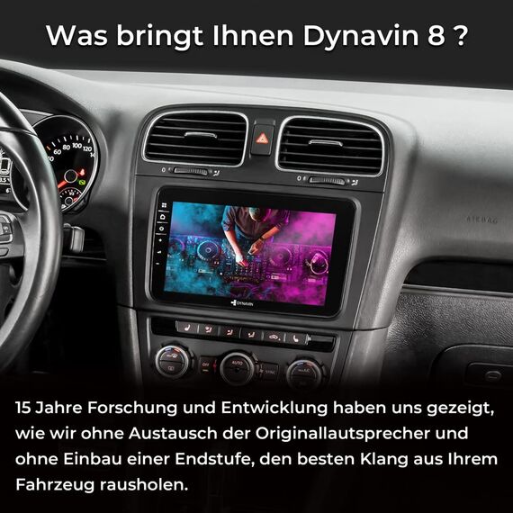 DYNAVIN Android Autoradio Navi Ersatz für VW Passat Golf Polo Tiguan, 8 Zoll Radio mit DAB+; Kompatibel mit Wireless Carplay und Android Auto: D8-V8 Flex