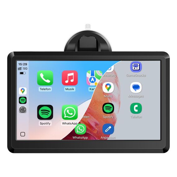 CarPlay Bildschirm, Wireless Android Auto Display mit Touchscreen, GPS Navigationsgeräte, Bluetooth Freisprecheinrichtung, MirrorLink, Tragbares Multimedia für Auto PKW LKW Wohnmobil (7 Zoll)