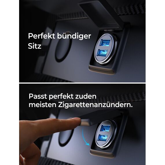 AINOPE 24W Zigarettenanzünder USB, [Mini Metall] 12V USB Adapter Auto Ladegerät, 4.8A Car Charger Steckdose Auto Handy Ladegerät für iPhone 17 Air, Galaxy S25, iPad Pro, Huawei, Xiaomi und mehr
