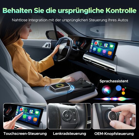 LAMTTO Wireless CarPlay AI-Box Adapter für Auto Streaming Netflix YouTube TikTok auf Autobildschirm Kompatibel mit OEM Wired CarPlay Autos und Touchscreen (2016-2020)