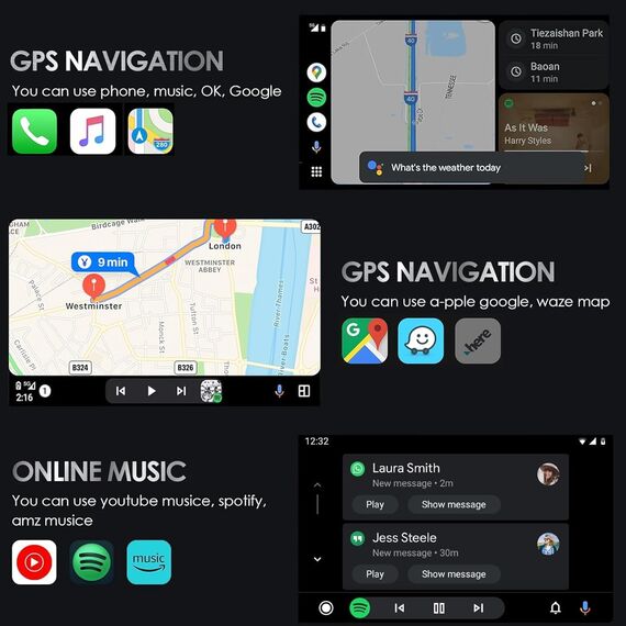 Gaethra Carplay & android Auto Wireless Adapter, Plug and Play, USB C/A, Kompatibel mit iOS 10+/android 11+, Car Play Stick für Fahrzeuge mit CarPlay