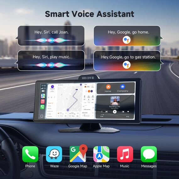 Haudio Carplay Display,für Wireless Carplay und Android Auto,HD Touchscreen Tragbarer CarPlay Bildschirm mit 1080P Rückfahrkamera|IPS Touchscreen|Bluetooth|Mirror Link|FM|AUX (10.26 Zoll)
