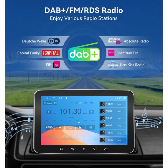 PORMIDO Autoradio mit Bildschirm DAB+, 7 Zoll 1 Din Android 13 Apple CarPlay Android Auto Touch Screen Display, Wireless Car Play Radio mit Bluetooth WiFi Navi MirrorLink FM RDS GPS SWC USB EQ