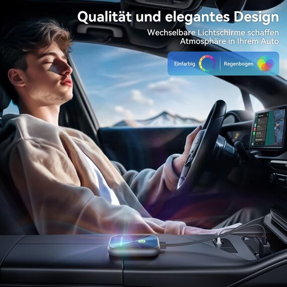 KUKIHO CarPlay Wireless Adapter 2025 – Kabellos-Upgrade für iPhone, Wandelt kabelgebundenes CarPlay in drahtlos um, USB-A/C Plug & Play, Kompatibel mit iOS 10+ & Fahrzeugen mit Apple CarPlay