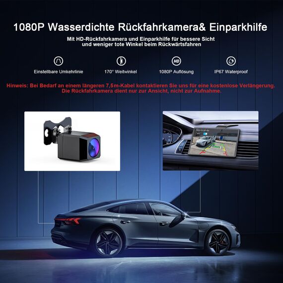Avylet 8'' Tragbares Carplay Display für Apple CarPlay & Android Auto, 1440x900 Touch Bildschirm, Magnetische Halterung, OTA-Updates, 1080P Rückfahrkamera, Bluetooth, Sprachsteuerung, GPS-Navigation