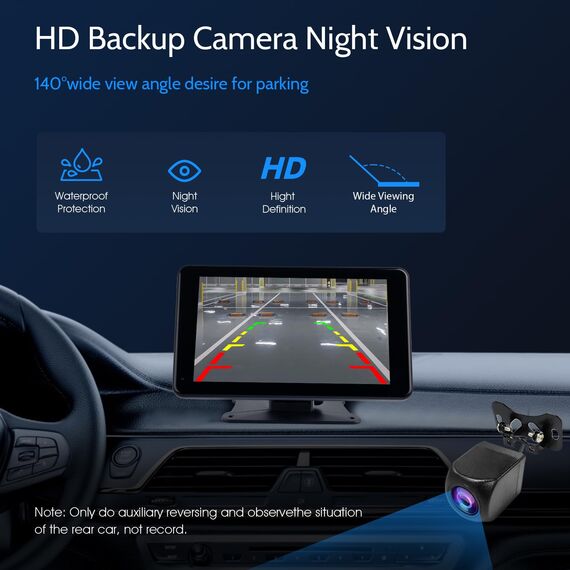 Haudio Carplay Display,für Wireless Carplay und Android Auto,HD Touchscreen Tragbarer CarPlay Bildschirm mit 1080P Rückfahrkamera|IPS Touchscreen|Bluetooth|Mirror Link|FM|AUX (7 Zoll)