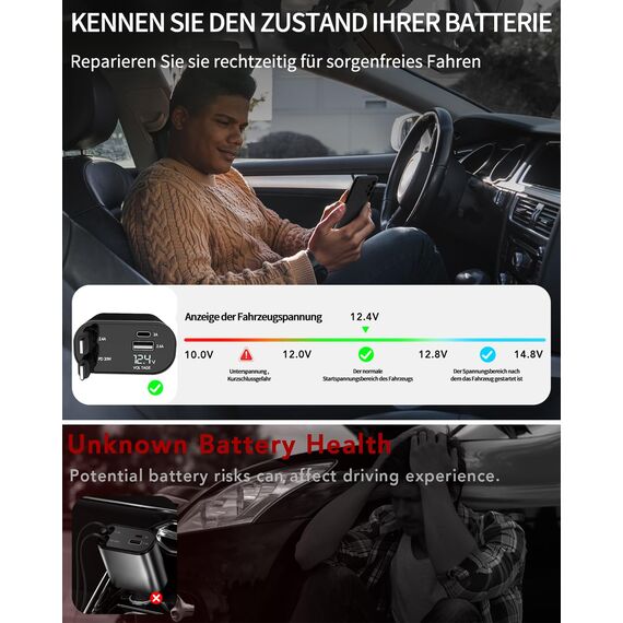 Aimtel 4 in 1 Zigarettenanzünder USB C 69W Auto Ladegerät, Kfz Ladegerät für Camping Wohnmobil Ladegerät Auto, Car Charger mit Einziehbarem Kabel,12V/24V USB Adapter Auto Kompatibel mit iPhone/Samsung