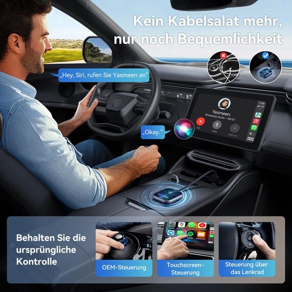 KUKIHO CarPlay Wireless Adapter 2025 – Kabellos-Upgrade für iPhone, Wandelt kabelgebundenes CarPlay in drahtlos um, USB-A/C Plug & Play, Kompatibel mit iOS 10+ & Fahrzeugen mit Apple CarPlay