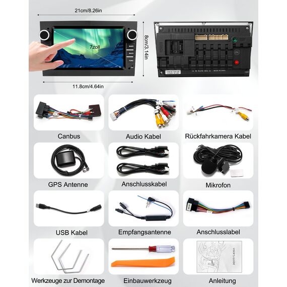 Ledio Bluetooth Autoradio mit Bildschirm für Opel Corsa d Corsa c Astra h Vivaro Zafira b Vectra c, Auto Radio mit Navi WLAN Dab Radio FM/AM, Mit Carplay Android Auto Mirrorlink, 7 Zoll 2Din Android