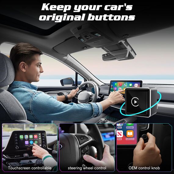 Mini Wireless CarPlay Adapter for Apple, 2026 Upgrade CarPlay Dongle Konvertiert Kabelgebunden zu Kabellos for iPhone, USB C/A Plug and Playfür only für iOS 10+