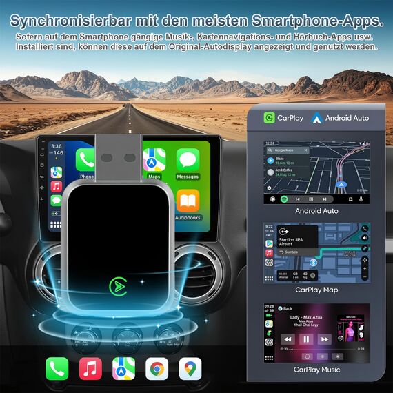 CarPlay Wireless 2 in 1 SOARFLY Adapter - Android Auto, Konvertiert Kabel in Kabellos Plug Play USB C/A, 5,8 GHz WiFi Bluetooth 5.3, kompatibel iOS 10+ Android 11+ (2025) (K7)