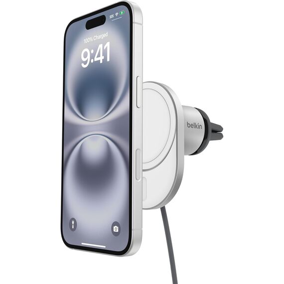Belkin BoostCharge Pro magnetisches kabelloses Kfz-Ladegerät mit Qi2 (15 W), MagSafe-kompatibles Auto-Ladegerät für iPhone-Serien 17, Air, 16, 15, 14, Pixelsnap, Handyhalterung mit 1,5-m-USB-C-Kabel