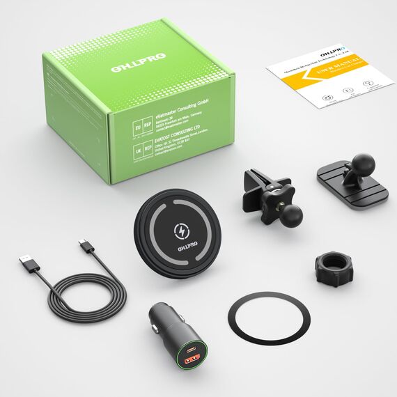Magnetisches Kabelloses Handyhalterung Ladegerät kompatibel mit MagSafe Autohalterung,Wireless Car Charger 360° Drehbar 36W Ladegerät für Phone 14/13/12 Serie Kann auf dem Dashboard eingefügt Werden