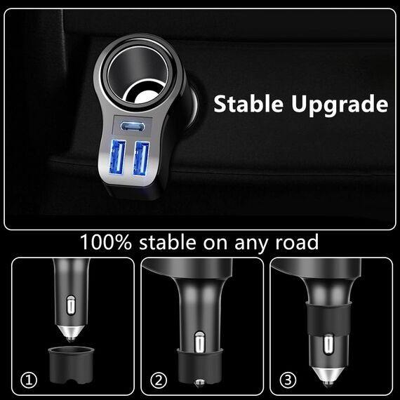 4 in 1 Auto Ladegerät PD 3.0 Zigarettenanzünder USB Verteiler 12V KFZ Ladegerät 36W 7A Schnellladung Mini USB Adapter Steckdose für iPhone 12 11 8 SE2 Samsung Galaxy Note9 S10 S9 S8 A5
