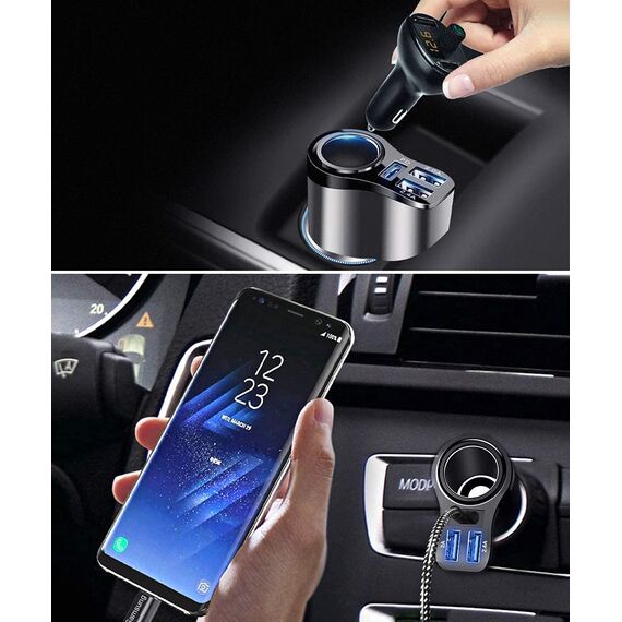 4 in 1 Auto Ladegerät PD 3.0 Zigarettenanzünder USB Verteiler 12V KFZ Ladegerät 36W 7A Schnellladung Mini USB Adapter Steckdose für iPhone 12 11 8 SE2 Samsung Galaxy Note9 S10 S9 S8 A5
