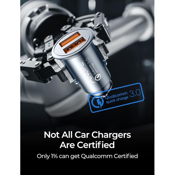 AINOPE USB Zigarettenanzünder Adapter [Dual QC3.0] 45W/6A Ladegerät für Auto Mini Metal Legierung KFZ USB Ladegerät Schnellladung Kompatibel mit iPhone 15/14/13/12/11/XS, Note 9/Galaxy S10/S9, iPad