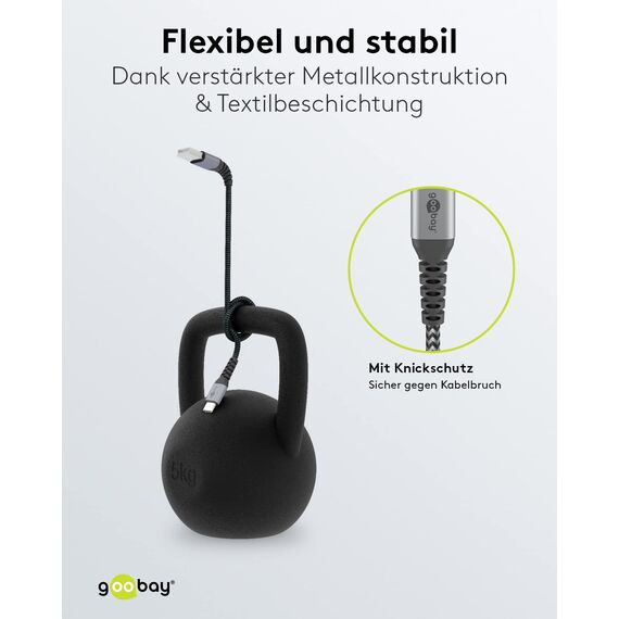 Goobay 64805 Dual USB Port Auto Ladegerät Zigarettenanzünder Adapter 12V / 24V Kfz Mini Adapter Ladestecker Car Charger 15,5W inkl. 1m USB C Kabel
