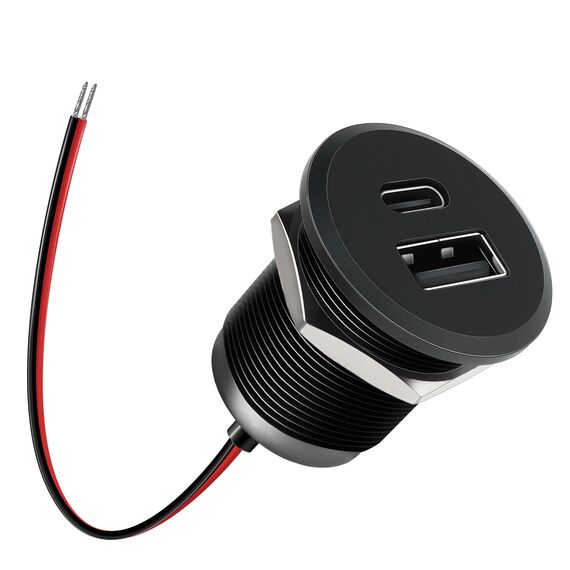 acegoo USB C Steckdose 12V Wohnmobil Ladegerät Vollaluminium, Typ C USB Anschluss PD3.0 QC3.0 KFZ Buchse Dose Einbau Adapter für Camper Auto Boot LKW Wohnwagen (kleines Panel*1)