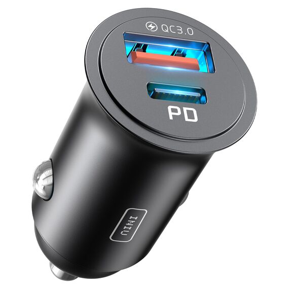 INIU Zigarettenanzünder, 12V USB C Adapter 60W Auto PD & QC 3.0 Kfz Ladegerät, Auto Ladegerät Adapter USB Zigarettenanzünder Verteiler Steckdose mit iPhone 16 15 14 13 Pro Max iPad Samsung S24 S23