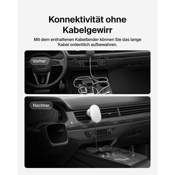 Belkin BoostCharge Pro magnetisches kabelloses Kfz-Ladegerät mit Qi2 (15 W), MagSafe-kompatibles Auto-Ladegerät für iPhone-Serien 17, Air, 16, Pixelsnap, mit USB-C Kabel und 20-W-USB-C-Kfz-Netzteil