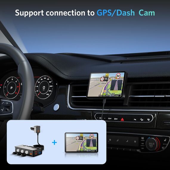 9 IN1 BESTEK 180W Zigarettenanzünder Verteiler, Auto KFZ Adegerät mit 65W PD & 4 Port QC3.0 kfz Ladegerät USB C Zigarettenanzünder Adapter USB mit LED Licht für iPhone Dash Cam iPad GPS